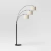82"x56" Avenal 3-Head Shaded Arc Floor Lamp Black - Threshold™: Adjustable Standing Light For Living Room