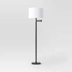 Metal Column Swing Arm Floor Lamp Black/White - Threshold™ -Threshold GUEST 0b572553 9e4a 4352 9d32 63a09bdeccc9 1