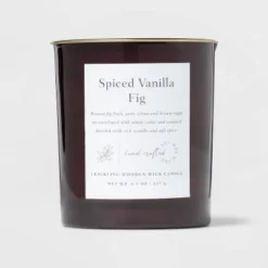 Clear Colored Glass With Woodwick And Brass Metal Inset Lid Spice Vanilla Fig Candle Purple - Threshold™ -Threshold GUEST 164b0c6a 9ab3 436c a9d4 968eb3e3b85f