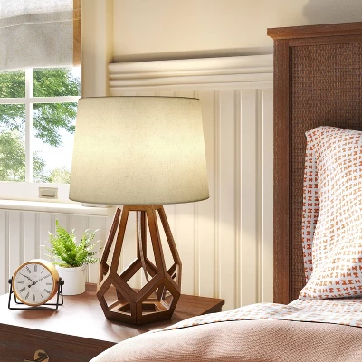 Large Wood Geo Assembled Table Lamp - Threshold™ 1 Large Wood Geo Assembled Table Lamp - Threshold™