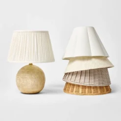 Round Faux Wood Lamp Base Brown - Threshold™ Designed With Studio McGee -Threshold GUEST 64e55bef fd98 4da8 8608 17cd78b2c29f