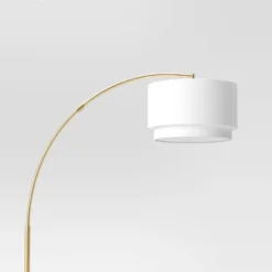 Knurled Metal Arc Floor Lamp With Tiered Shade Brass - Threshold™ -Threshold GUEST 716aed62 6745 4880 88e9 e08826468849 1