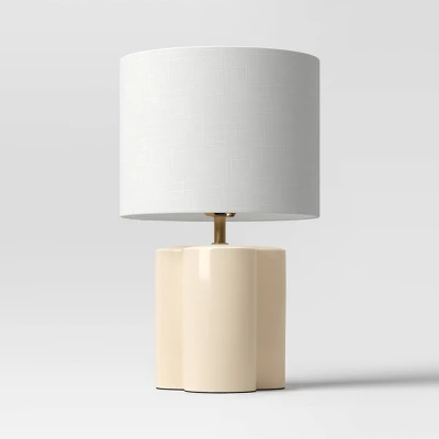17"x10.25" Modern Clover Table Lamp Cream - Threshold™: Ceramic Base, Linen Shade, UL Listed, No Assembly Required 1 17"x10.25" Modern Clover Table Lamp Cream - Threshold™: Ceramic Base, Linen Shade, UL Listed, No Assembly Required