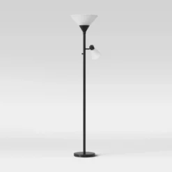 Mother Daughter Torchiere Floor Lamp Black With Glass Shade - Threshold™: Metal Body, ETL Listed, Dimmable -Threshold GUEST 839ee090 2ce6 4bfc 9dfe 742ef637c7f8