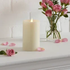 Threshold 43 3" X 5" LED Pillar Candle Cream - Threshold™
