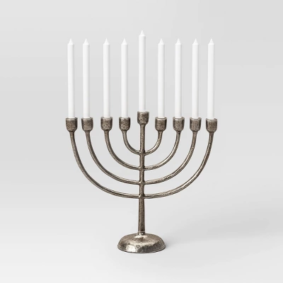 Classic Cast Aluminum Menorah Antique Silver - Threshold™ 2 Classic Cast Aluminum Menorah Antique Silver - Threshold™ - Image 2