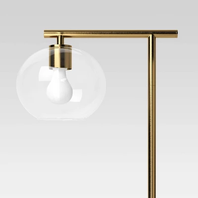 Brass Floor Lamp With Glass Shade - Threshold™: Modern Standing Light, ETL Listed, Metal Body 3 Brass Floor Lamp With Glass Shade - Threshold™: Modern Standing Light, ETL Listed, Metal Body - Image 3