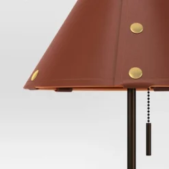 Table Lamp With Leather Shade Brown - Threshold™: Metal Base, Cone Shape, No Assembly, SGS Certified, 20" Height -Threshold GUEST c21d548e 4dc3 470a 8da6 4d055d364995