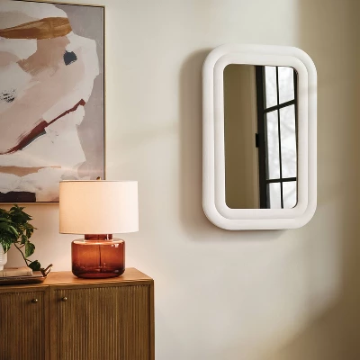 24"x36" Textured Wall Mirror White - Threshold™ 1 24"x36" Textured Wall Mirror White - Threshold™