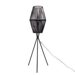 Diamond Tripod Floor Lamp Black With Rattan Shade (Includes LED Light Bulb) - Threshold™: Nautical Standing Illumination -Threshold GUEST d5ce8c13 feb5 4c57 aa77 24bbec866966