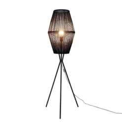 Diamond Tripod Floor Lamp Black With Rattan Shade (Includes LED Light Bulb) - Threshold™: Nautical Standing Illumination -Threshold GUEST d6698513 cea3 4063 8f3c c0671d13df72