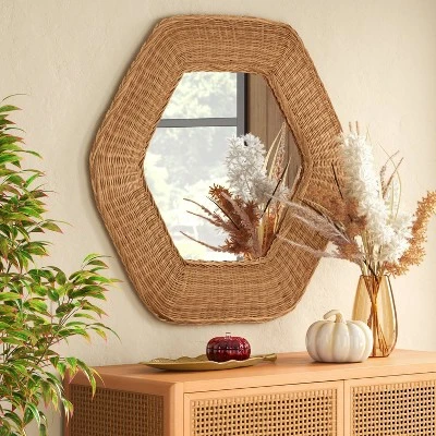 30"x33" Woven Wall Mirror - Threshold™ 1 30"x33" Woven Wall Mirror - Threshold™