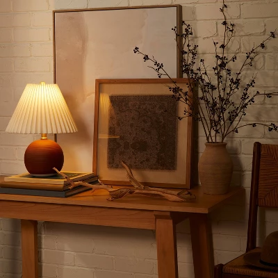 Oval Table Lamp With Pleated Shade (Includes LED Light Bulb) Red - Threshold™ Designed With Studio McGee 2 Oval Table Lamp With Pleated Shade (Includes LED Light Bulb) Red - Threshold™ Designed With Studio McGee - Image 2