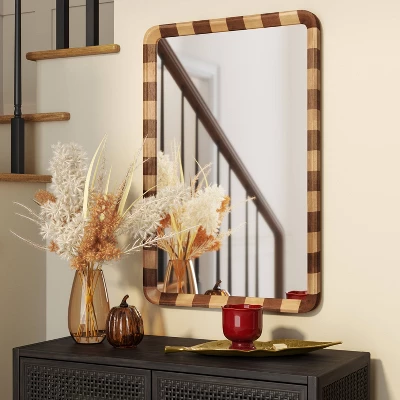 24"x36" Striped Wall Mirror - Threshold™ 1 24"x36" Striped Wall Mirror - Threshold™
