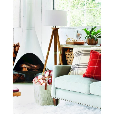 60"x16" Tripod Floor Lamp Oak Tone Wooden Finish - Threshold™: Elegant Standing Lighting, 3-Way Switch, UL Listed 4 60"x16" Tripod Floor Lamp Oak Tone Wooden Finish - Threshold™: Elegant Standing Lighting, 3-Way Switch, UL Listed - Image 4