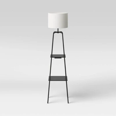 20" Etagere Power Source Shelf Floor Lamp Black Metal/Wood - Threshold™: USB Port, Modern Design 1 20" Etagere Power Source Shelf Floor Lamp Black Metal/Wood - Threshold™: USB Port, Modern Design