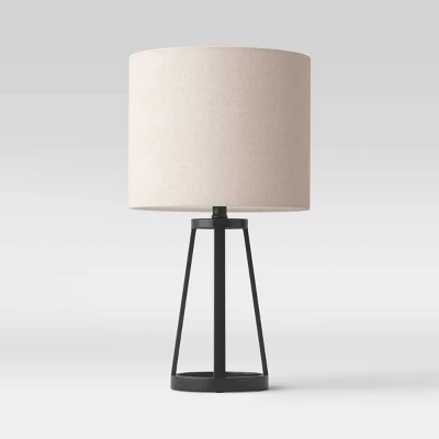 Medium Modern Industrial Assembled Table Lamp Black - Threshold™: UL Listed, Cotton-Linen Shade, Metal Body, No Bulb Included 1 Medium Modern Industrial Assembled Table Lamp Black - Threshold™: UL Listed, Cotton-Linen Shade, Metal Body, No Bulb Included